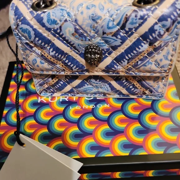 Kurt Geiger Blue and White Patterned Crossbody Bag - Picture 4 of 4